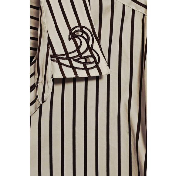 Chico’s Poplin Shirt – Size 4 (20/22) – Chocolate Fondant Striped Eyelet - Picture 3 of 9